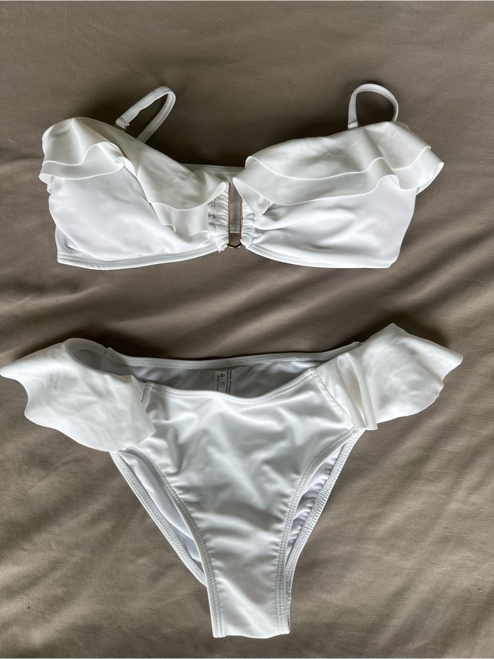 SHEIN White Ruffle Bikini Set